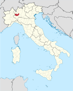 Map highlighting the location of the province of Milan in Italy