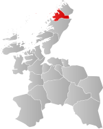 Mapa do condado de Trøndelag com Roan em destaque.