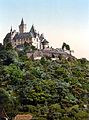 Image 5Coloured black and white photograph: the Burgberg with Wernigerode Castle (between 1890 and 1905) (from List of mountains and hills of the Harz)