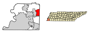 Location of Arlington in Shelby County, Tennessee.