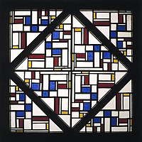 De Stijl abstraction by Theo van Doesburg, Netherlands (1917): an example of modern art in glass