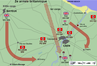 Carte présentant le plan de l'opération Wild Oats telle que prévue originellement par les Alliés.