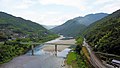 Aerial photo of Yanase Bridge over Niyodo River