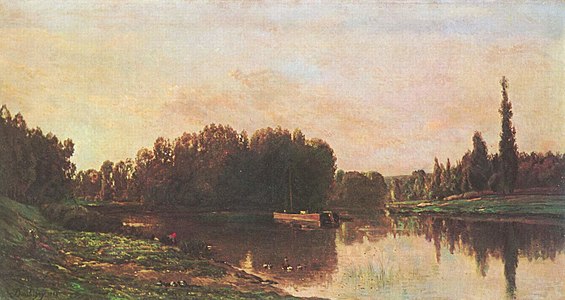 La Confluence de la Seine et de l'Oise (1868), olje på lerret, 87 x 157 cm, Kunstmuseet i Budapest