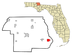 Location in Jackson County and the state of Florida