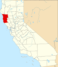 Locatie van Mendocino County in Californië
