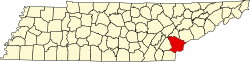 Karte von Monroe County innerhalb von Tennessee