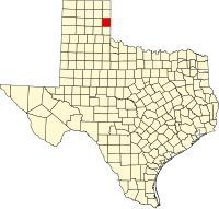 Mapo de Teksaso kun Wheeler emfazita