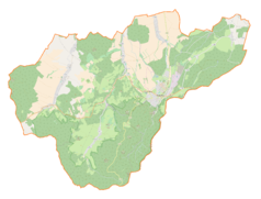 Mapa konturowa gminy Złoty Stok, w centrum znajduje się punkt z opisem „Humel”