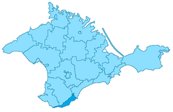 クリミア自治共和国でのヤルタの位置の位置図