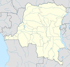Mapa konturowa Demokratycznej Republiki Konga, u góry nieco na prawo znajduje się punkt z opisem „Kisangani”