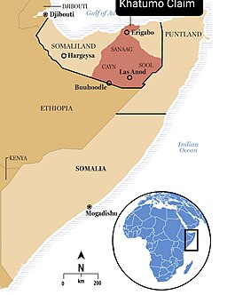 SSC-Khatumo läge i Somalia.