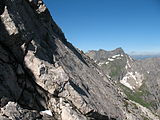 Mit Eisenstiften gesicherte Passage am Zweiten Schafalpenkopf