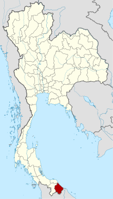 Mapa ng Taylandiya na nagpapakita ng lalawigan ng Narathiwat