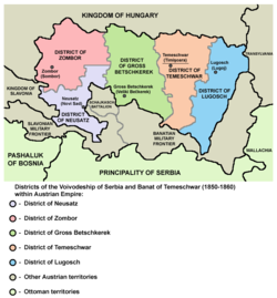 Okruzi Vojvodstva Srbije i Tamiškog Banata (1850—1860).