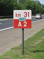 Location marker on the Belgian A2 (part of the E314)