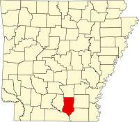 Locatie van Bradley County in Arkansas