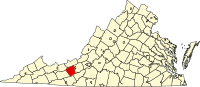 Locatie van Pulaski County in Virginia