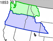 Teritorioj Oregona (blua) kaj Vaŝingtona (verda)