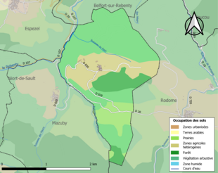 Carte en couleurs présentant l'occupation des sols.