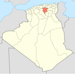 Map of Algeria highlighting M'Sila