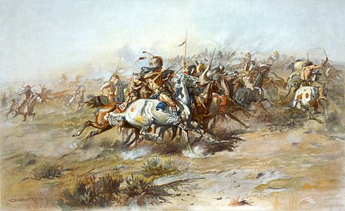 The Custer Fight at Lithography, by Charles Marion Russell (restored by Adam Cuerden)