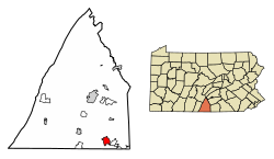 Location of Waynesboro in Franklin County, Pennsylvania