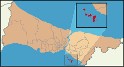 Letak Kepulauan Pangeran (distrik Adalar) di Istanbul