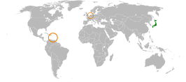 Kaart met daarop Japan en Koninkrijk der Nederlanden
