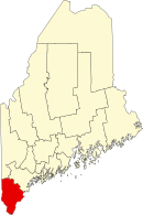 Map of Maine highlighting York County