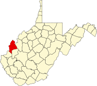 Locatie van Mason County in West Virginia