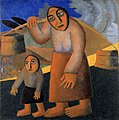 Peasant Woman with Buckets and Child (1912). Kazimir Malevitsj