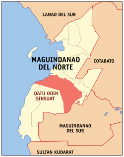 Mapa de Maguindánao del Norte con Datu Odin Sinsuat resaltado