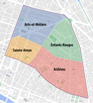 Les quartiers administratifs du 3e arrondissement.