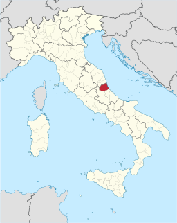 Karta över Italien med Provincia di Teramo markerat