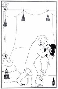 Illustration av Aubrey Beardsley av "Morden på Rue Morgue", 1895