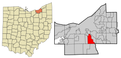 Location in Cuyahoga County and the state of Ohio