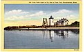 古い絵葉書。主題のロング・ポイント灯台はアメリカの国家歴史登録財。