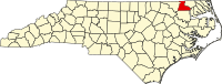Mapo de Norda Karolino kun kantono Hertford emfazita