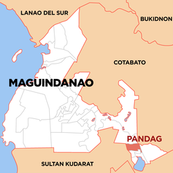 Mapa de Maguindánao del Sur con Pandag resaltado