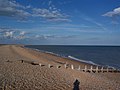 The beach at high tide looking towards Dungeness