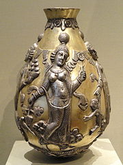 4th–6th c. silver and gilt Sassanian vase, assumed to be depicting Anahita. Cleveland Museum of Art.