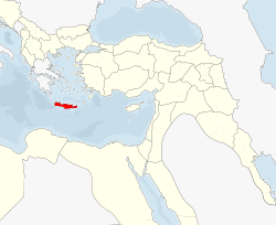 Map of Crete as autonomous state of Ottoman Empire (1900)