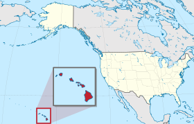 Hawaii merkt inn á kort af Bandaríkjunum