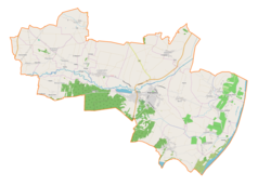 Mapa konturowa gminy Koprzywnica, w centrum znajduje się punkt z opisem „Koprzywnica”