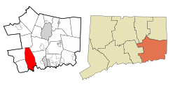 East Lyme's location within New London County and Connecticut