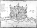 Золотые ворота и Замок Семи Башен в 1685 году. Видны плотные поселения внутри стен крепости, а также сохранившиеся до наших дней внешние ворота Золотых ворот, украшенные рельефными панелями.