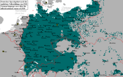 Karta rasprostranjenosti njemačkog jezika po Europi prije (lijevo) i poslije Drugog svjetskog rata (desno)