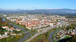 Celje from Celje Castle in 2004