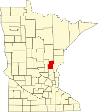 Map of Minnesota highlighting Kanabec County